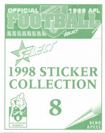 1998 Select AFL Stickers #8 Nathan Buckley Back